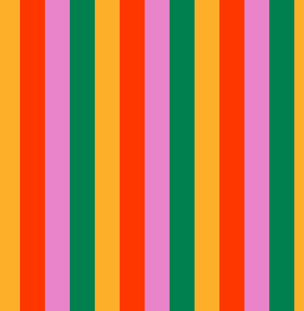 Rainbow Stripes Retro rainbow stripe pattern in bright pink, yellow, red and green.