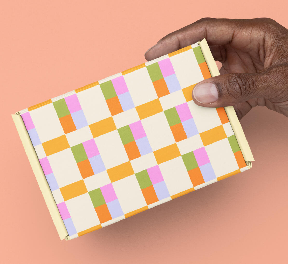Retro geometric pattern on retailer box. Retro geometric pattern on retailer box.